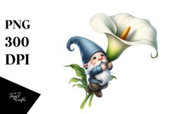 Adorable Gnome with Calla Lily, PNG Product Image 1