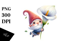 Adorable Gnome with Calla Lily, PNG Product Image 1