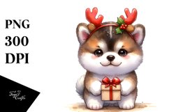 Expressive Baby Watercolor Akita, Cool Haircut PNG Product Image 3