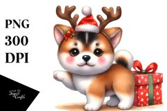 Expressive Baby Watercolor Akita, Cool Haircut PNG Product Image 3