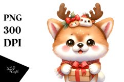 Expressive Baby Watercolor Akita, Cool Haircut PNG Product Image 1