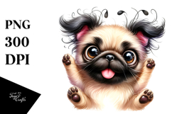 Cute Watercolor Pug Image, PNG Product Image 1
