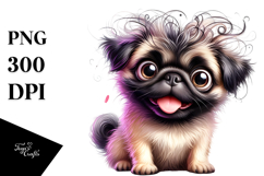 Watercolor Cute Pug with Big Eyes PNG Product Image 1