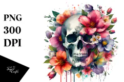 Skull made of Spring Flowers, Trending PNG Product Image 1