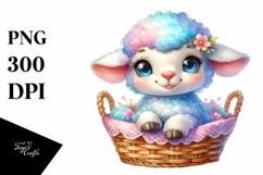Colorful Baby Lamb Smiling Clipart Product Image 1