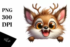 Watercolor Peek-a-Boo Deer | Sublimation | Clipart Product Image 1