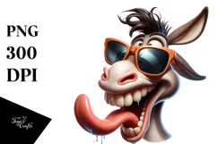 Exaggerated Goofy Cartoon Donkey PNG Product Image 1