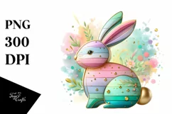 3d Golden Luxury Easter Bunny Clipart with Flowers Product Image 1