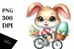 Easter Bunny on a Bicycle Egg Flower, Clipart |T-shirt, Mug Product Image 8