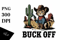 Buck Off Cowboy Cat Clipart PNG Product Image 1