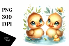 Ducklings in a Pond |T-shirt, Mug PNG Product Image 8