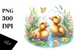Ducklings in a Pond |T-shirt, Mug PNG Product Image 8