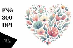Valentines Sprint Floral Heart , Clipart |T-shirt, Mug Product Image 1