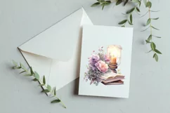 Vintage Boho Composition Flowers. Candles, Books, PNG Product Image 3