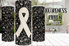 White Awareness Ribbon, 20oz Skinny Tumbler Sublimation Product Image 1