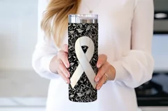 White Awareness Ribbon, 20oz Skinny Tumbler Sublimation Product Image 3