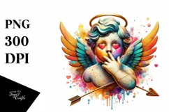 Cupid Angel Of Love Gesture Watercolor Florals Clipart Product Image 1