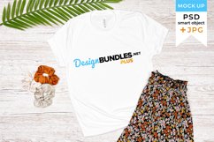 White Boho T-shirt mockup | White Bella canvas mockup Product Image 1
