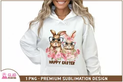 Floral bunny couple with glasses, cute floral bunny design Product Image 2