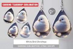 Earring teardrop sublimation design White Bird Christmas Product Image 1