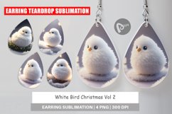 Earring teardrop sublimation design White Bird Christmas Product Image 1
