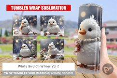 Tumbler Sublimation White Bird Christmas Product Image 1
