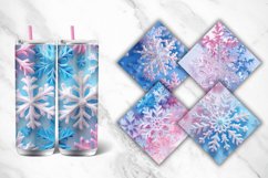 3D White Blue Pink Snowflake Tumbler wrap Bundle Product Image 4