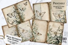 White Butterflies Junk Journal Pages Product Image 1