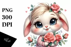 Baby Bunny Rose Flower, Clipart |T-shirt, Mug PNG Product Image 8