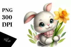 Easter Bunny with Scarf holdina a Flower, Clipart |T-shirt, Product Image 8