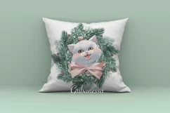 White cat with bow Christmas PNG Sublimation design Product Image 2