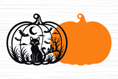 White Cat Halloween Pumpkin SVG Design Product Image 4