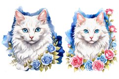 White cat with roses Product Image 1