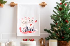 White cats in love Watercolor Sublimation clipart PNG Product Image 4