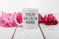 White coffee mug mockup 11 oz Cup mockup with flowers Product Image 1