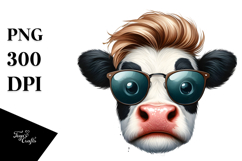 Expressive Baby Cow with Cool Hair PNG Product Image 1