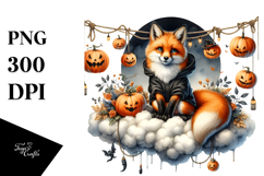 Fox Dressed for Halloween on Cloud PNG Product Image 1