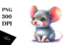 Vibrant Baby Mouse Watercolor PNG Product Image 1
