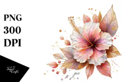 Shiny Hibiscus with Golden Insertions PNG Product Image 1