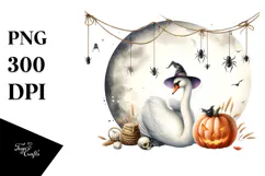Halloween Swan on Moon, Transparent PNG Product Image 1