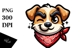 Dog with Bandana and Winking Eye PNG Product Image 1