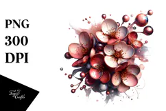 Abstract Metallic Cherry Blossom, Watercolor Splash PNG Product Image 1