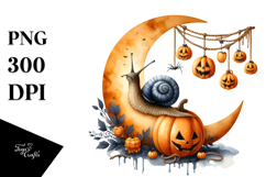 Snail Dressed for Halloween on Half Moon PNG Product Image 1