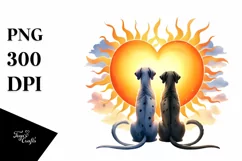 Great Dane with Heart in Watercolor PNG Product Image 1