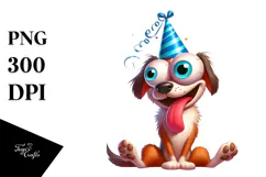 Goofy Dog with Party Hat, Transparent PNG Product Image 1