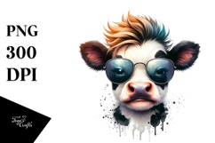 Crazy Baby Cow with Cool Hair, Transparent PNG Product Image 1