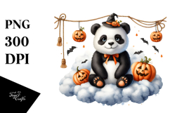 Panda Dressed for Halloween on Cloud PNG Product Image 1