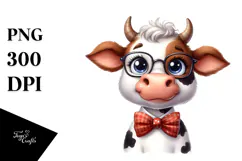 Graceful Cow with Bow and Tie, Transparent PNG Product Image 1