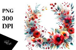 Colorful Floral Frame Watercolor PNG Product Image 1
