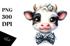 Funny Cow with Bow and Tie, High-Res PNG Product Image 1